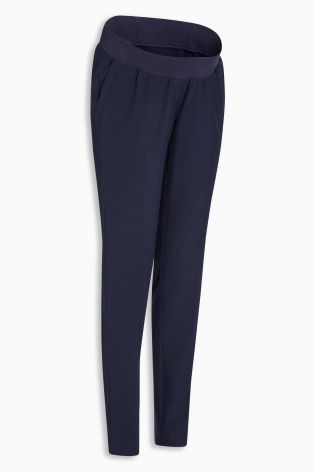Navy Maternity Taper Trousers